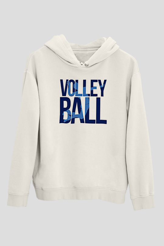 Voleybol Baskılı Unisex Ekru Hoodie