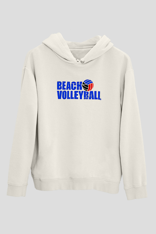 Voleybol Baskılı Unisex Ekru Hoodie