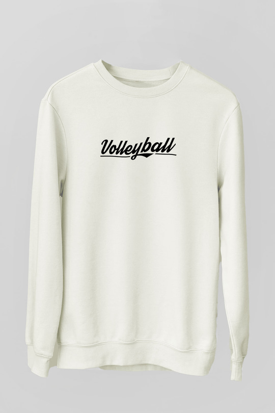 Voleybol Baskılı Unisex Ekru Sweatshirt