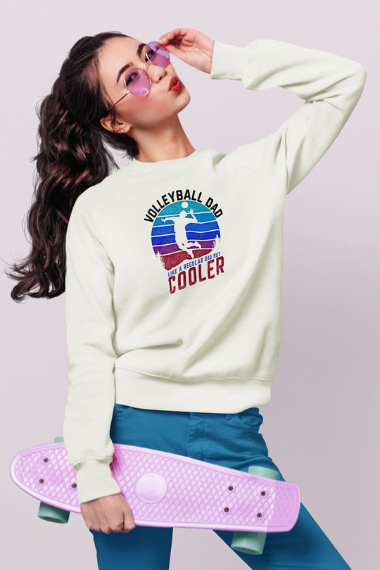 Voleybol Baskılı Unisex Ekru Sweatshirt