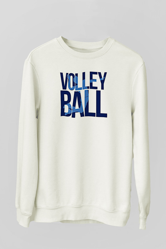 Voleybol Baskılı Unisex Ekru Sweatshirt