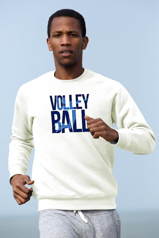Voleybol Baskılı Unisex Ekru Sweatshirt