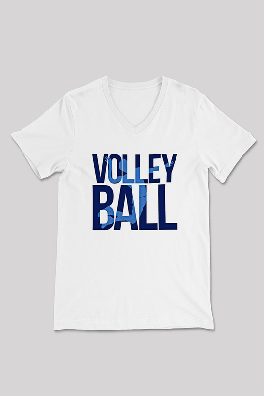 Voleybol Baskılı Unisex V Yaka Tişört - Tshirt