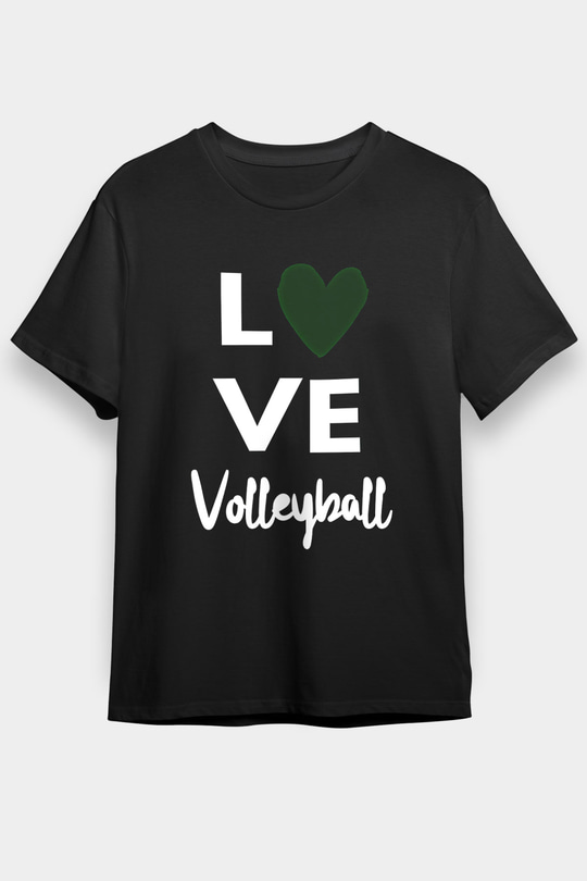 Voleybol - Volleyball Baskılı Unisex Siyah Tişört - Tshirt