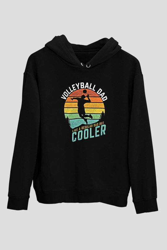 Voleybol - Volleyball Baskılı Unisex Siyah Kapüşonlu Sweatshirt