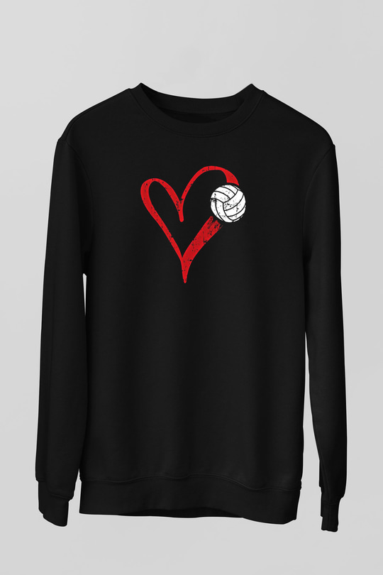 Voleybol - Volleyball Baskılı Unisex Siyah Sweatshirt