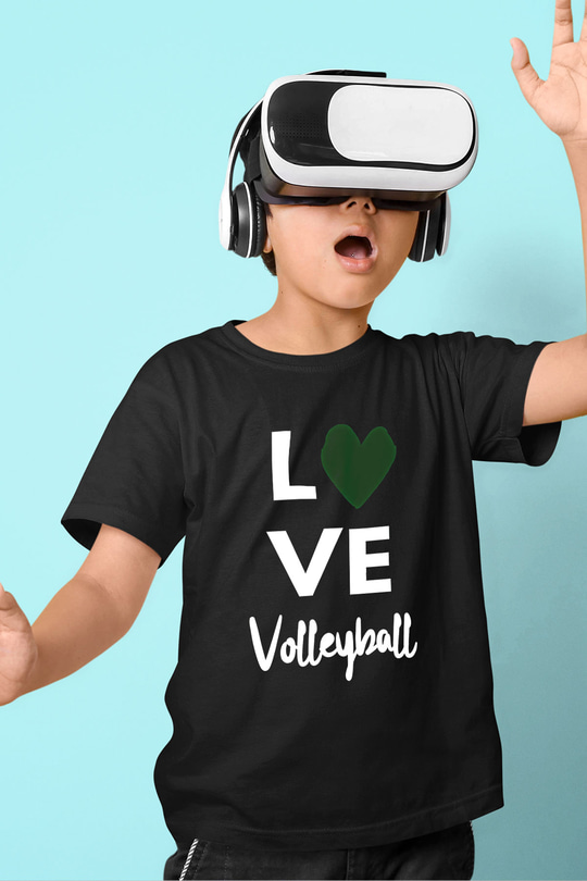Voleybol - Volleyball Baskılı Unisex Siyah Çocuk Tİşörtü - Tshirt