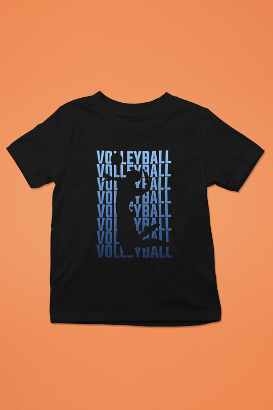 Voleybol - Volleyball Baskılı Unisex Siyah Çocuk Tİşörtü - Tshirt