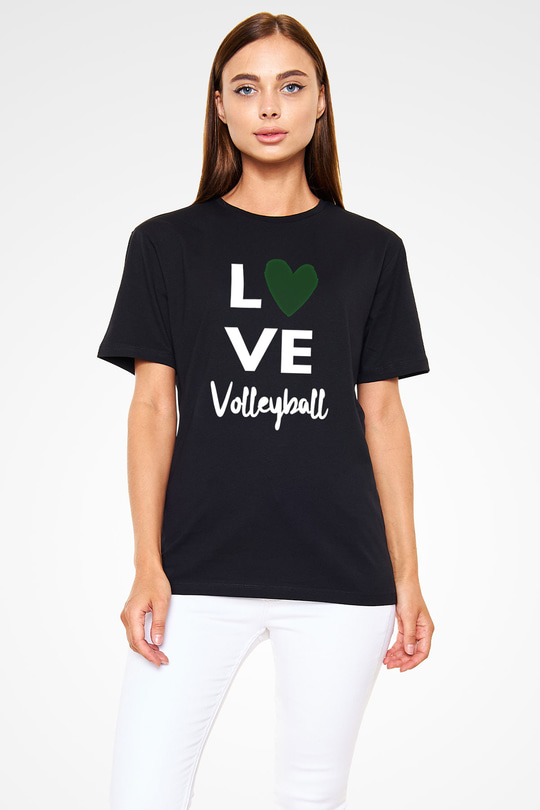 Voleybol - Volleyball Baskılı Unisex Siyah Tişört - Tshirt