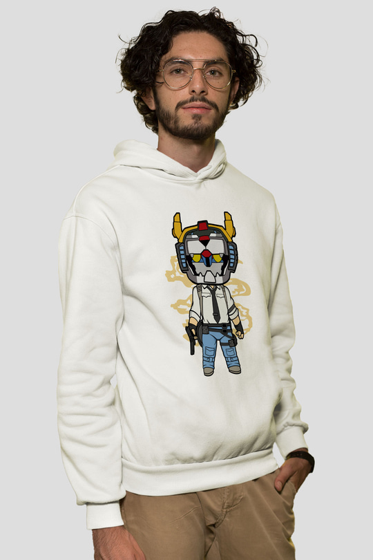 Voltron Pub-G Baskılı Unisex Beyaz Hoodie
