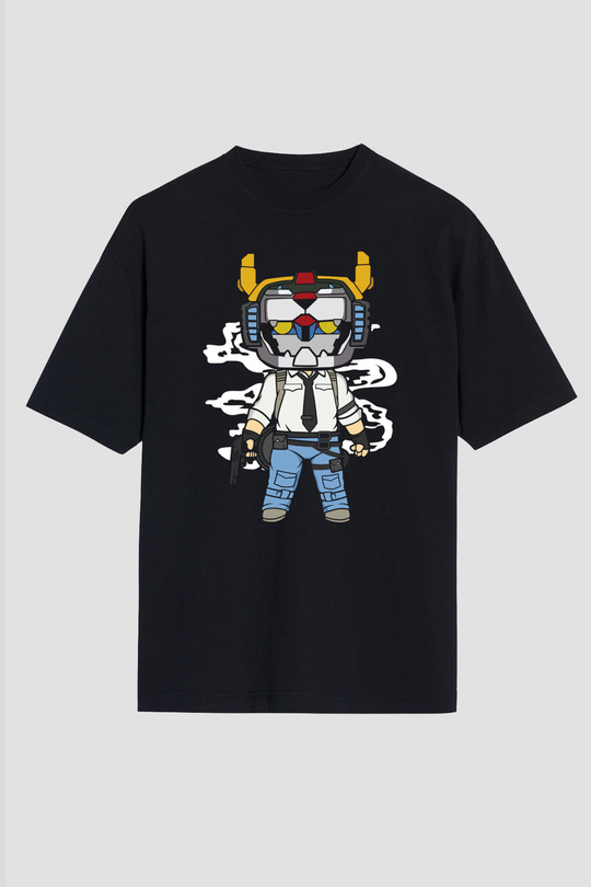 Voltron Pub-G Baskılı Unisex Siyah Oversize Tişört