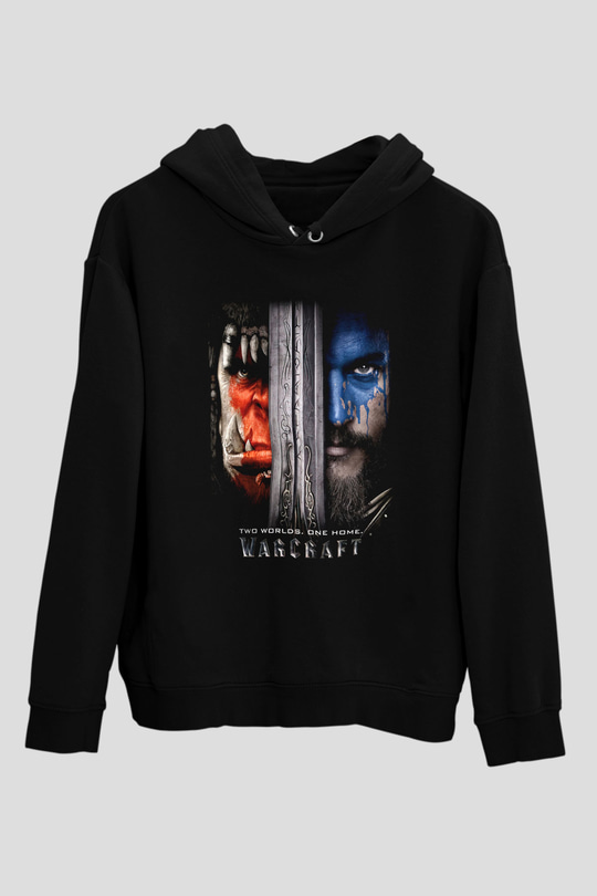 Warcraft Siyah Unisex Kapşonlu Sweatshirt