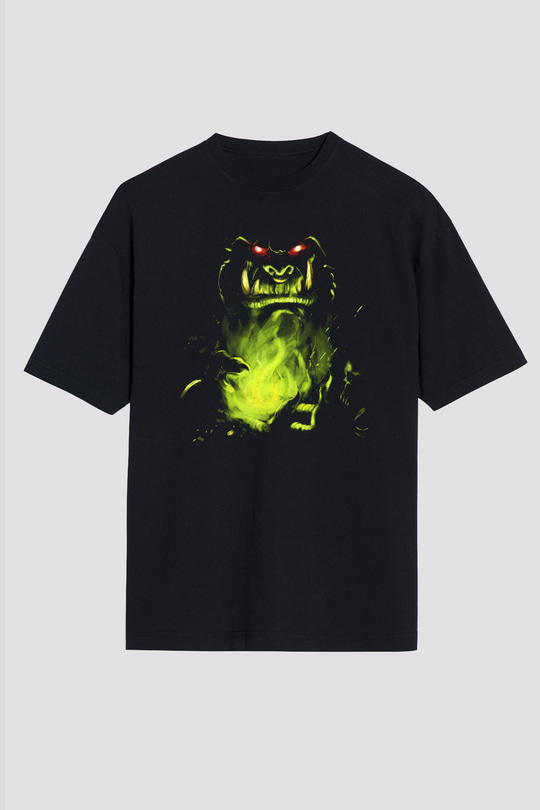 Warcraft Siyah Unisex Oversize Tişört T-Shirt