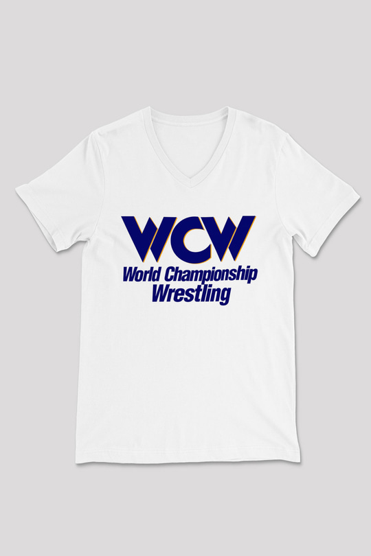 WCW Beyaz Unisex  V Yaka Tişört
