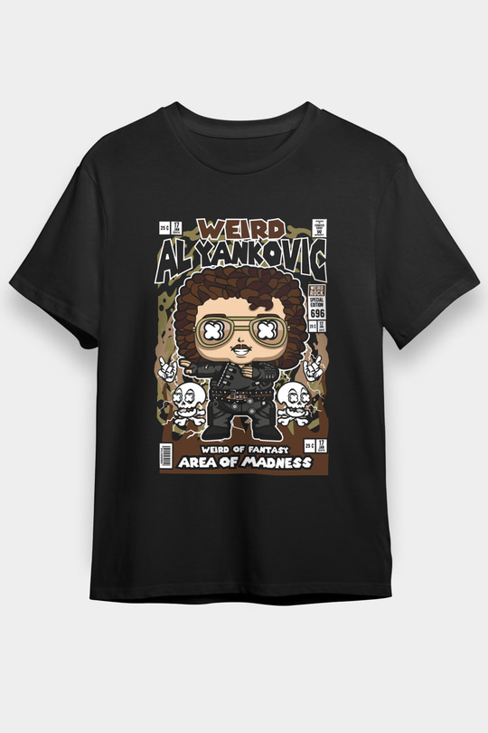 Weird Al Yankovic Baskılı Unisex Siyah Tişört