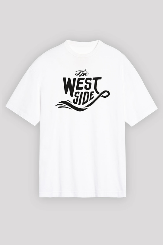 West Side Connection Baskılı Beyaz Unisex Oversize Tişört - Tshirt