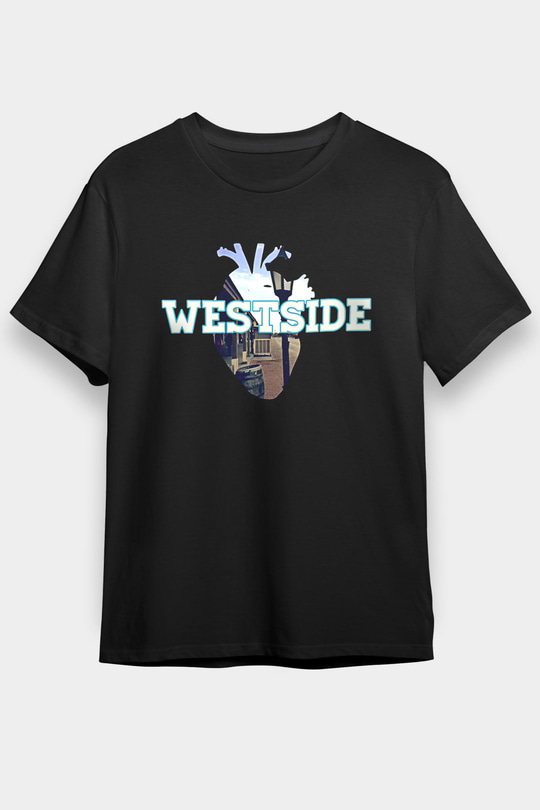 West Side Connection Baskılı Unisex Siyah Tişört - Tshirt
