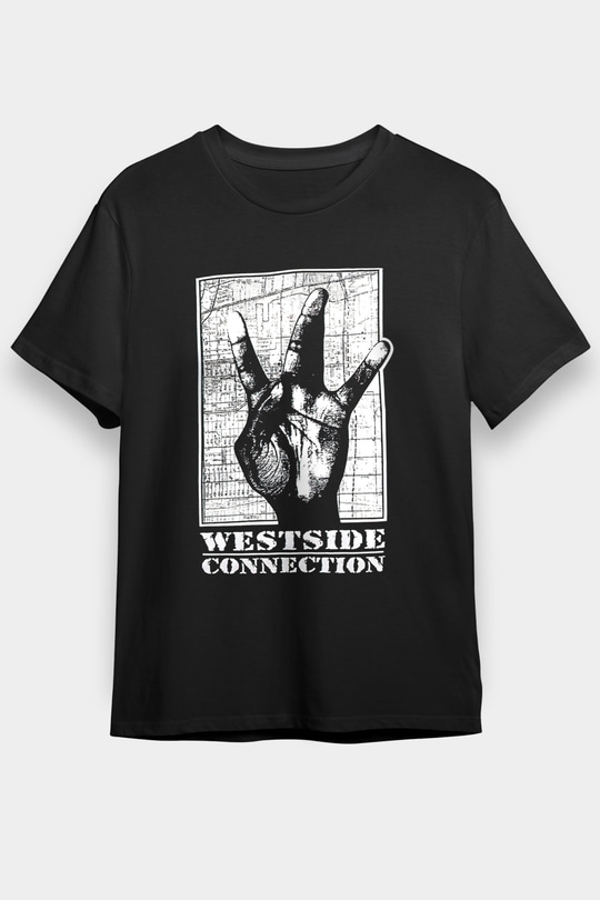 West Side Connection Baskılı Unisex Siyah Tişört - Tshirt