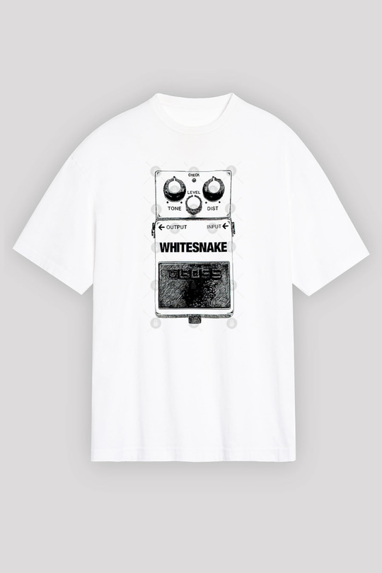 Whitesnake Baskılı Beyaz Unisex Oversize Tişört - Tshirt
