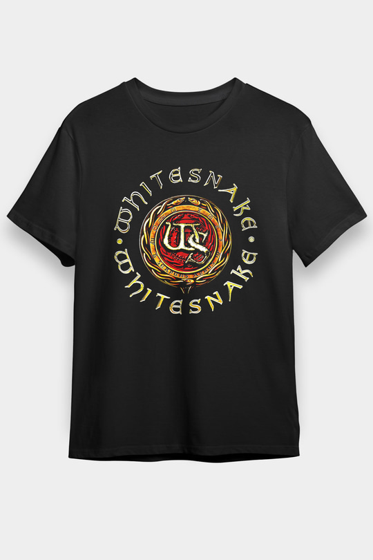 Whitesnake Baskılı Unisex Siyah Tişört - Tshirt