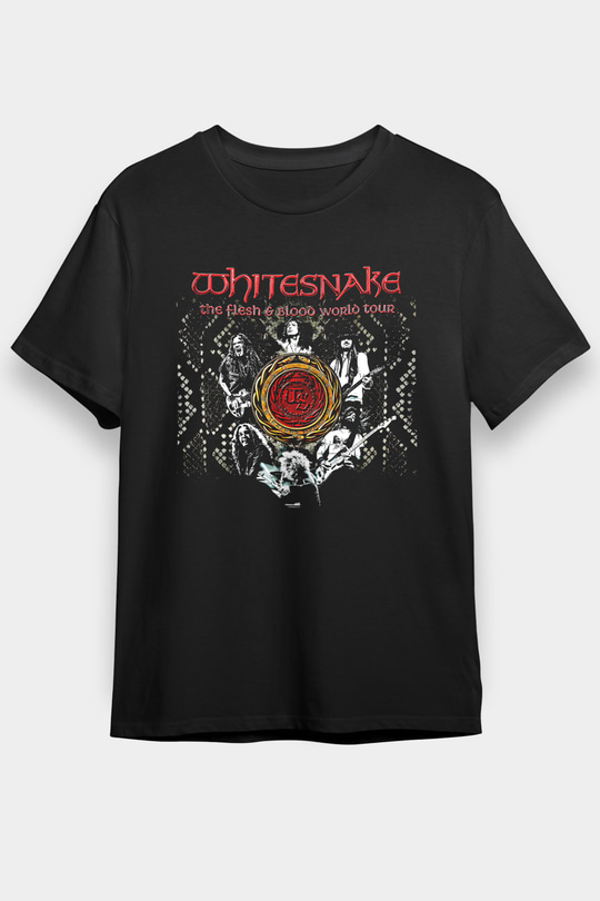 Whitesnake Baskılı Unisex Siyah Tişört - Tshirt