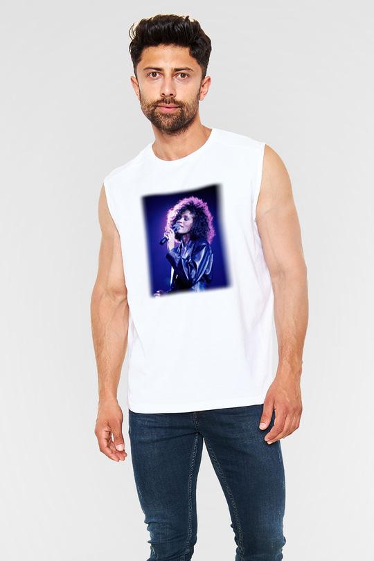 Whitney Houston Beyaz Unisex Kolsuz Tişört