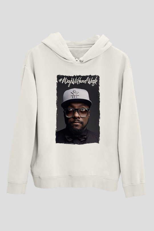 Will.I.Am Beyaz Unisex Kapüşonlu Sweatshirt
