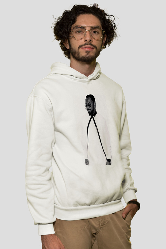 Will.I.Am Beyaz Unisex Kapüşonlu Sweatshirt