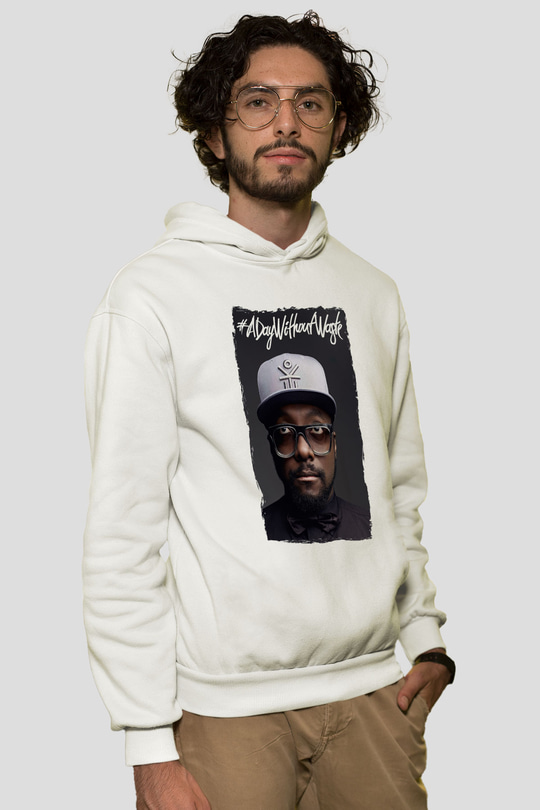 Will.I.Am Beyaz Unisex Kapüşonlu Sweatshirt