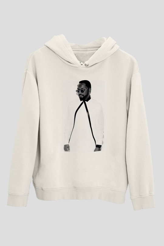 Will.I.Am Beyaz Unisex Kapüşonlu Sweatshirt