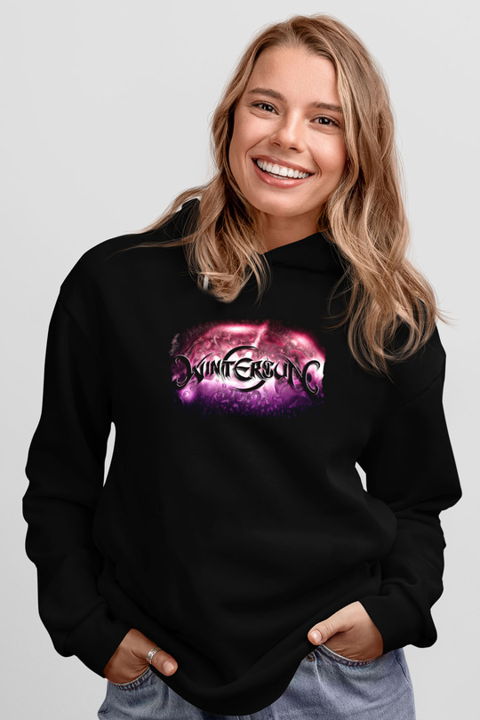 Wintersun Baskılı Unisex Siyah Kapüşonlu Sweatshirt