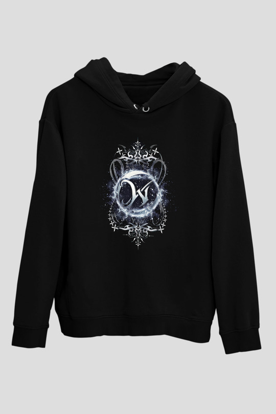 Wintersun Baskılı Unisex Siyah Kapüşonlu Sweatshirt
