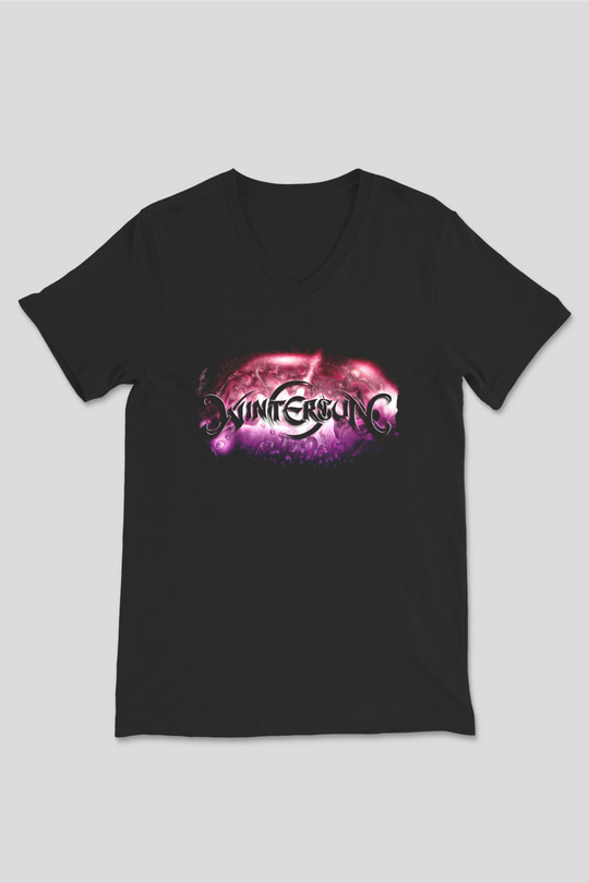 Wintersun Baskılı Unisex Siyah V Yaka Tişört - Tshirt