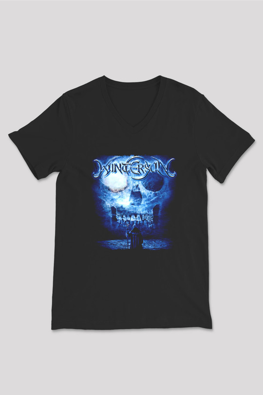 Wintersun Baskılı Unisex Siyah V Yaka Tişört - Tshirt