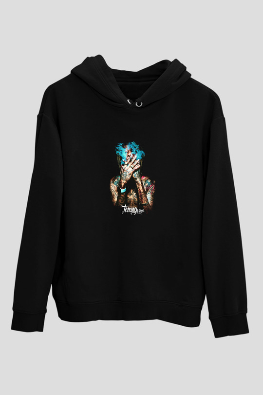 Wiz Khalifa Baskılı Unisex Siyah Hoodie