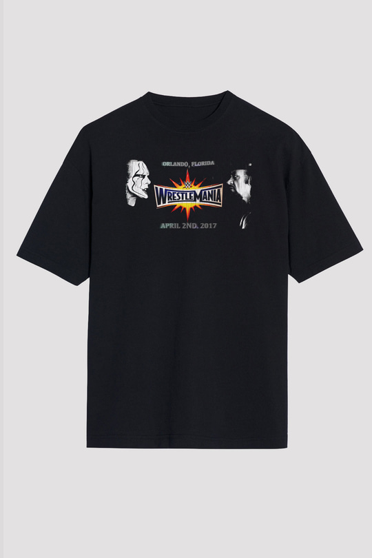 WrestleMania Siyah Oversize Tişört