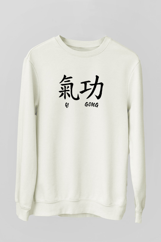 Wushu Baskılı Unisex Ekru Sweatshirt