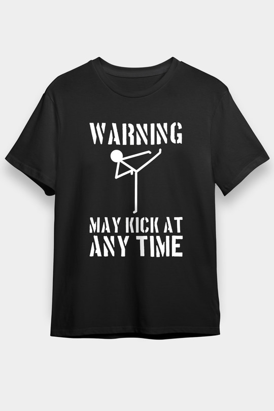 Wushu Baskılı Unisex Siyah Tişört - Tshirt