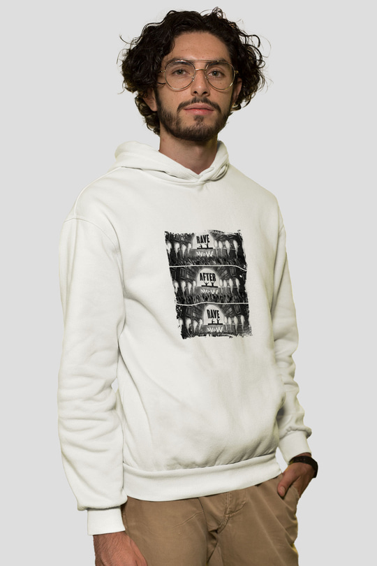 W&WBaskılı Beyaz Hoodie