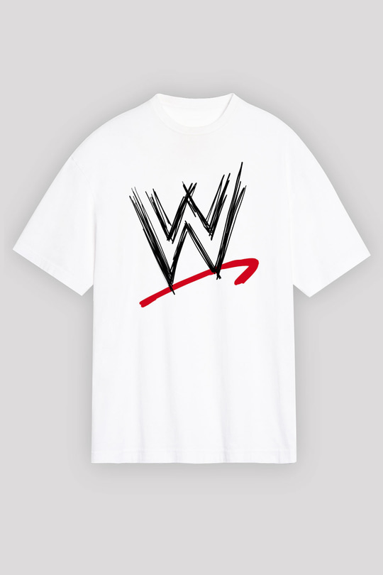 WWE Beyaz Unisex Oversize Tişört