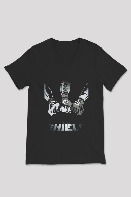 WWE Siyah Unisex V Yaka Tişört