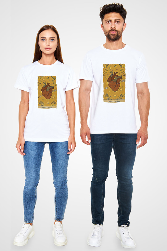Yay Burcu Unisex Baskılı Beyaz Tişört - Tshirt