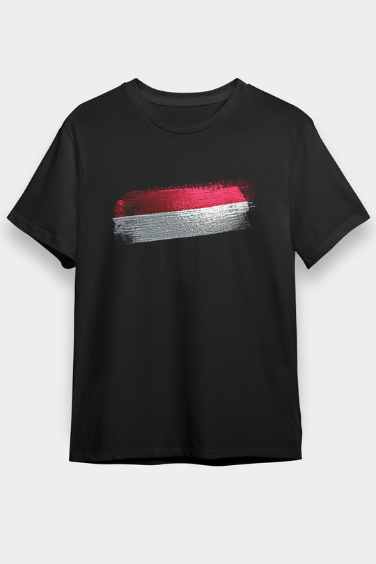 Yemen Bayrağı Baskılı Unisex Siyah Tişört