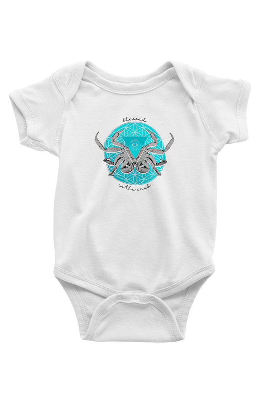 Yengeç Burcu Baskılı Beyaz Unisex Bebek Body - Zıbın