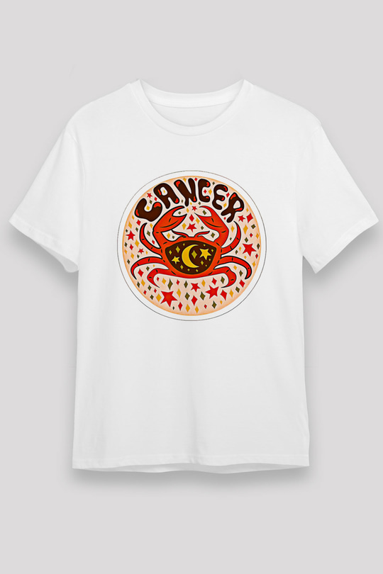 Yengeç Burcu Unisex Baskılı Beyaz Tişört - Tshirt