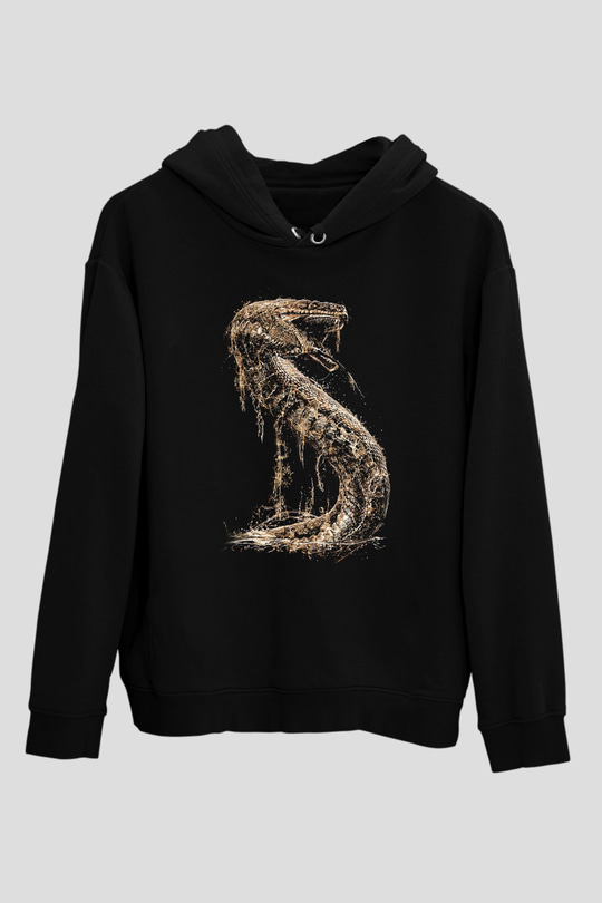 Yılan Siyah Unisex Hoodie