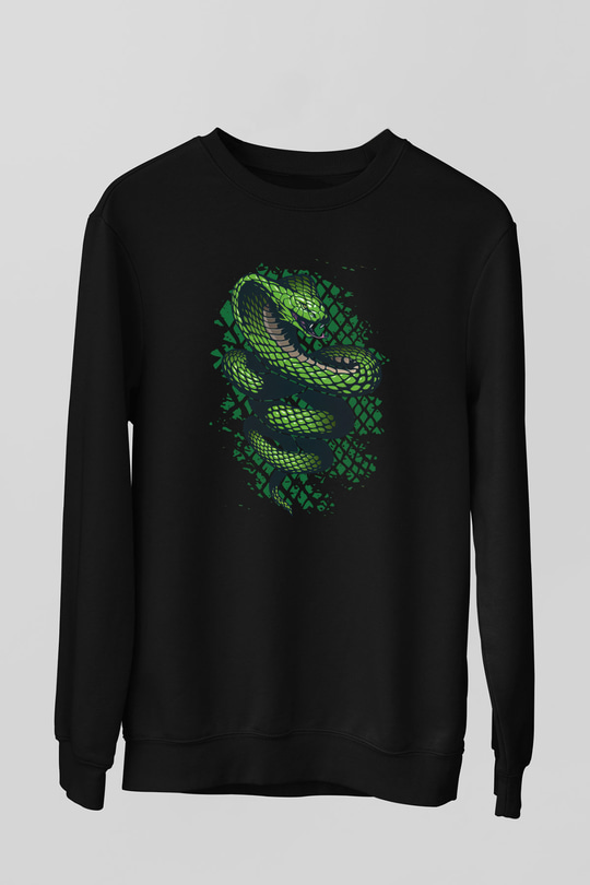 Yılan Siyah Unisex Sweatshirt