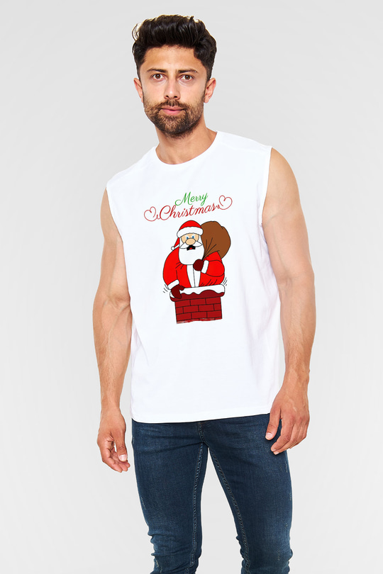 Yılbaşı Beyaz Unisex Kolsuz Tişört