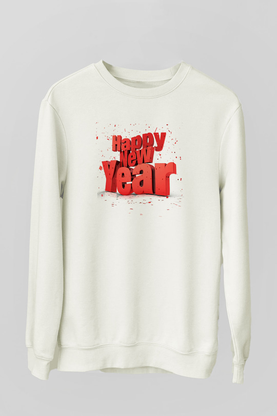 Yılbaşı Beyaz Unisex Sweatshirt