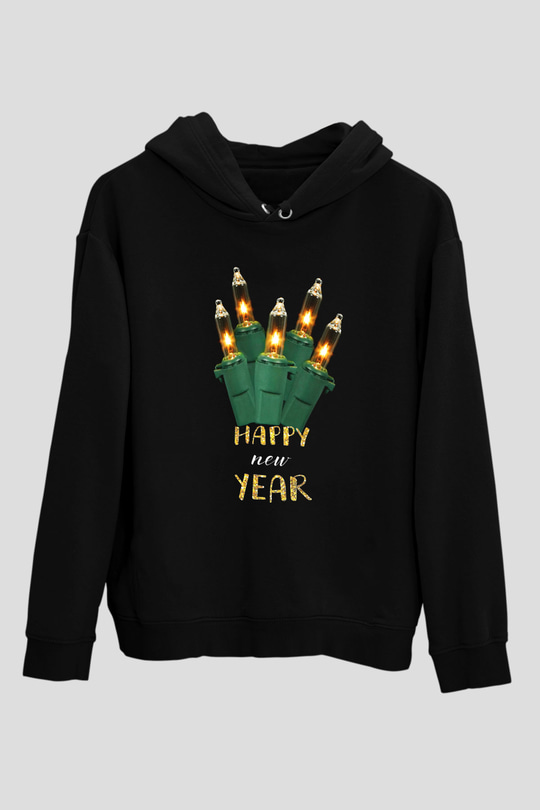 Yılbaşı Siyah Unisex Hoodie